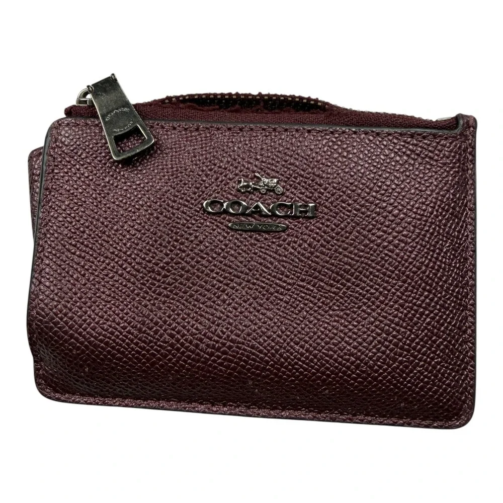 Coach Burgundy Pebbled Leather Crossbody Bag with Matching Card‎ Case Turnlock
